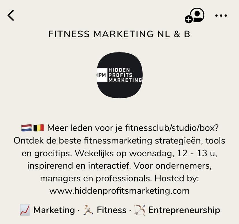 Clubhouse Room Fitness Marketing en Business NL